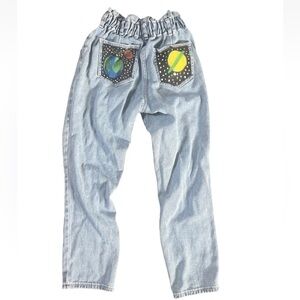 PacSun XS Mom Jeans Painted Pocket Light Wash